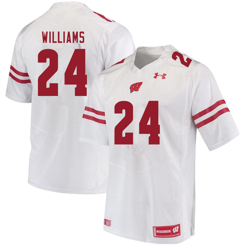 Men #24 James Williams Wisconsin Badgers College Football Jerseys Sale-White - Click Image to Close